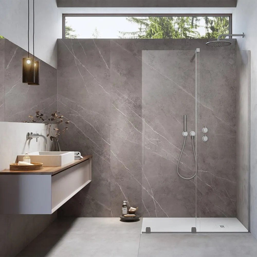 Paravan de dus tip Walk-in Radaway Furo nichel periat-transparent 90 cm sticla securizata 8 mm dreapta