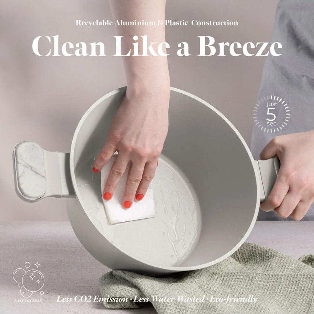 Set oale si tigai cu capace 15 piese Sahara Marble Berlinger Haus BH8401, crem, antiaderente, compatibile inductie