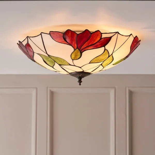 Plafonieră Tiffany BOTANICA Endon 63960, 2xE27/60W/230V, Ø 45 cm