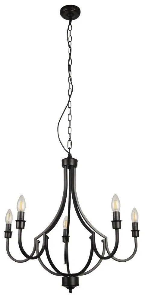 Candelabru cu 5 brate design rustic Lodge negru