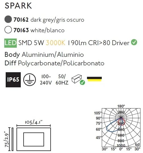 Spot LED incastrabil de exterior IP65 iluminat ambiental SPARK-1 gri