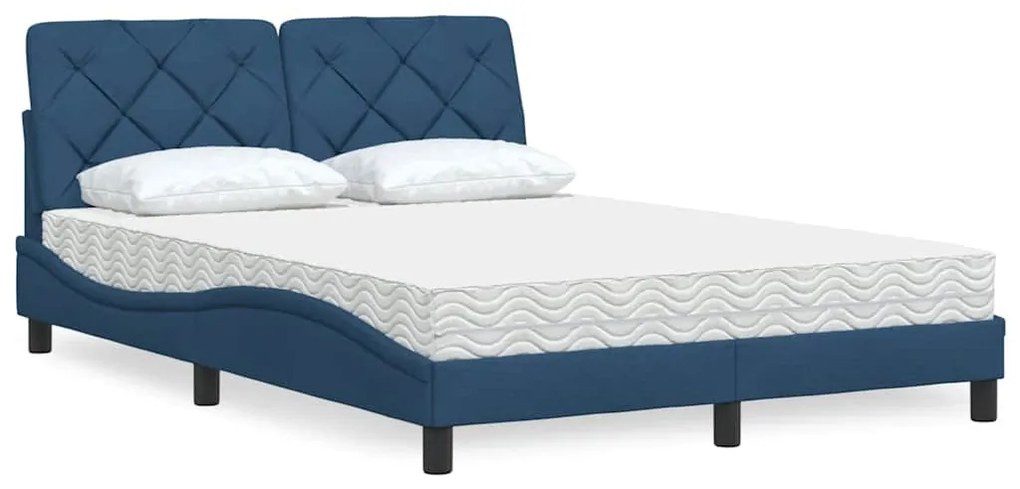 vidaXL Pat cu saltea, albastru, 120x200 cm, textil