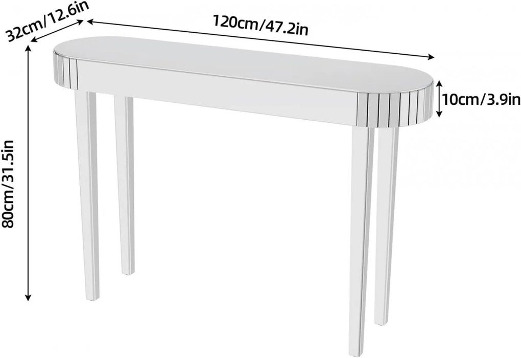 MAOG3 - Masa toaleta oglinda, masuta consola, 120 cm, cosmetica machiaj, vanity birou, Argintiu