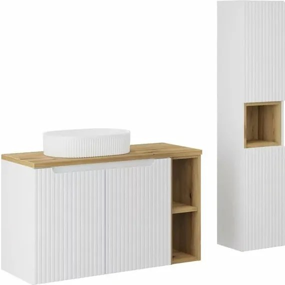 Set mobilier baie 100 cm 6 piese Comad Nova alb mat