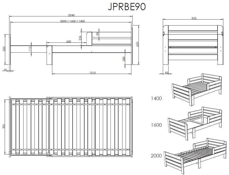 Set JUMPER format dintr-un Pat copii transformabil cu sertar și SALTEA PAT COPII (140 + 60 cm).