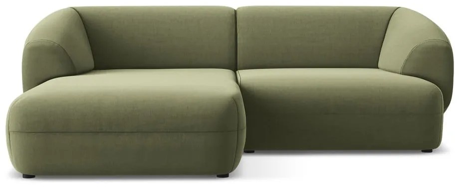 Colțar verde cu tapițerie din catifea (cu colț pe partea stângă) Moana – Makamii