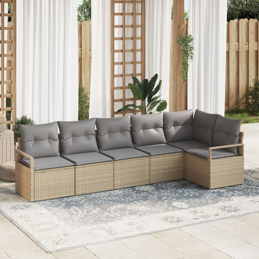vidaXL Set de canapele pentru grădină 6 pcs Bej Rattan poli