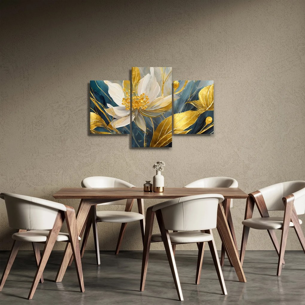 Tablou - Pictura de flori de aur (90x60 cm)