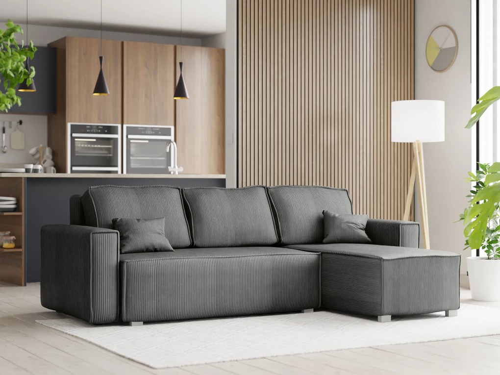 Canapea extensibila cu colt bilateral SMART COSARO, gri + 2 perne GRATUIT