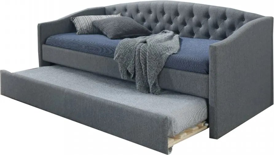 Canapea extensibila gri din lemn de stejar si poliester 90x200 cm Alessia Signal Meble