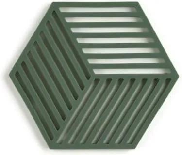 Suport din silicon pentru vase fierbinți Zone Hexagon, verde închis