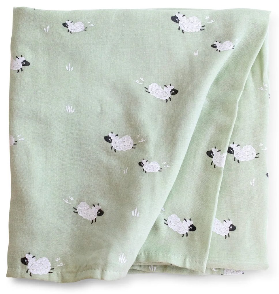 Muselina din bumbac si bambus, Scutec sau paturica multifunctionala, Funny Farm, 120 x 120 cm
