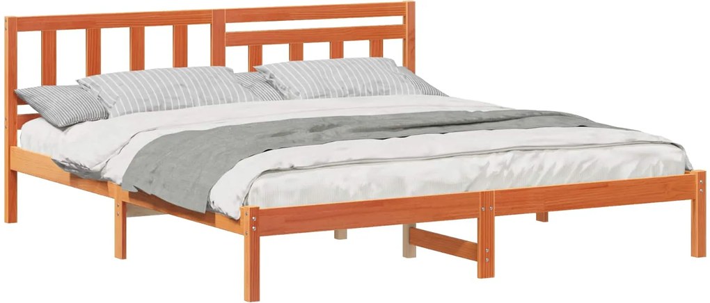 vidaXL Cadru de pat Maroniu cerat 200 x 200 cm Lemn de pin masiv