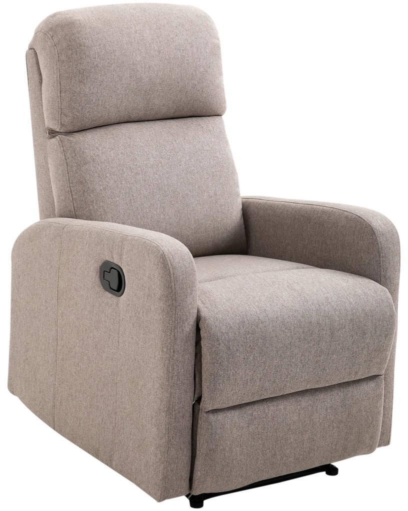 HOMCOM Fotoliu Relax Rabatabil Manual cu Taburet Capacitate maxima 125kg Tesatura de Lin 66 × 95 × 99cm