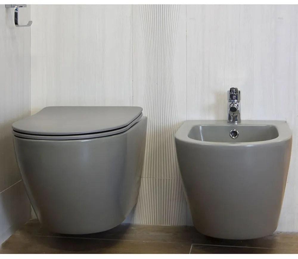 Bideu suspendat, gri mat Fluminia Alfonzo Gri mat