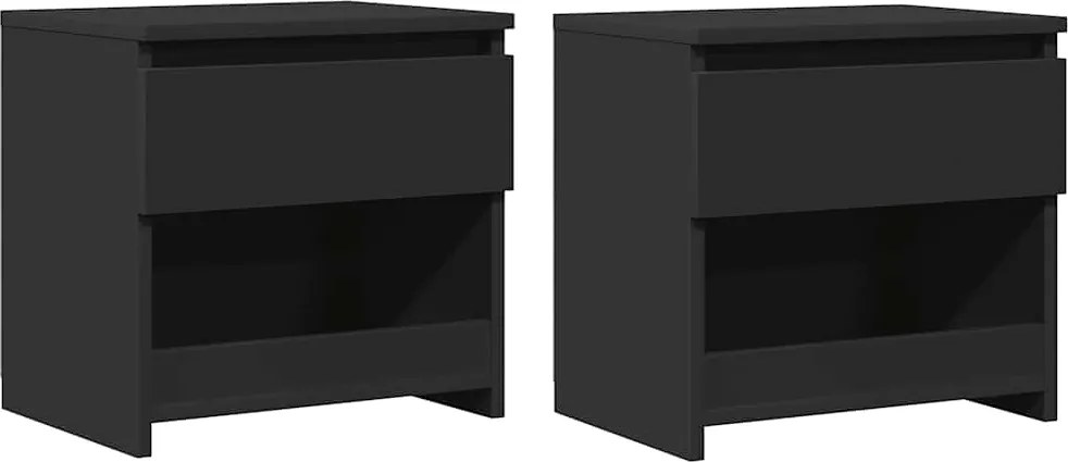 vidaXL Noptiere, 2 buc., negru, 40x30x39 cm, lemn prelucrat