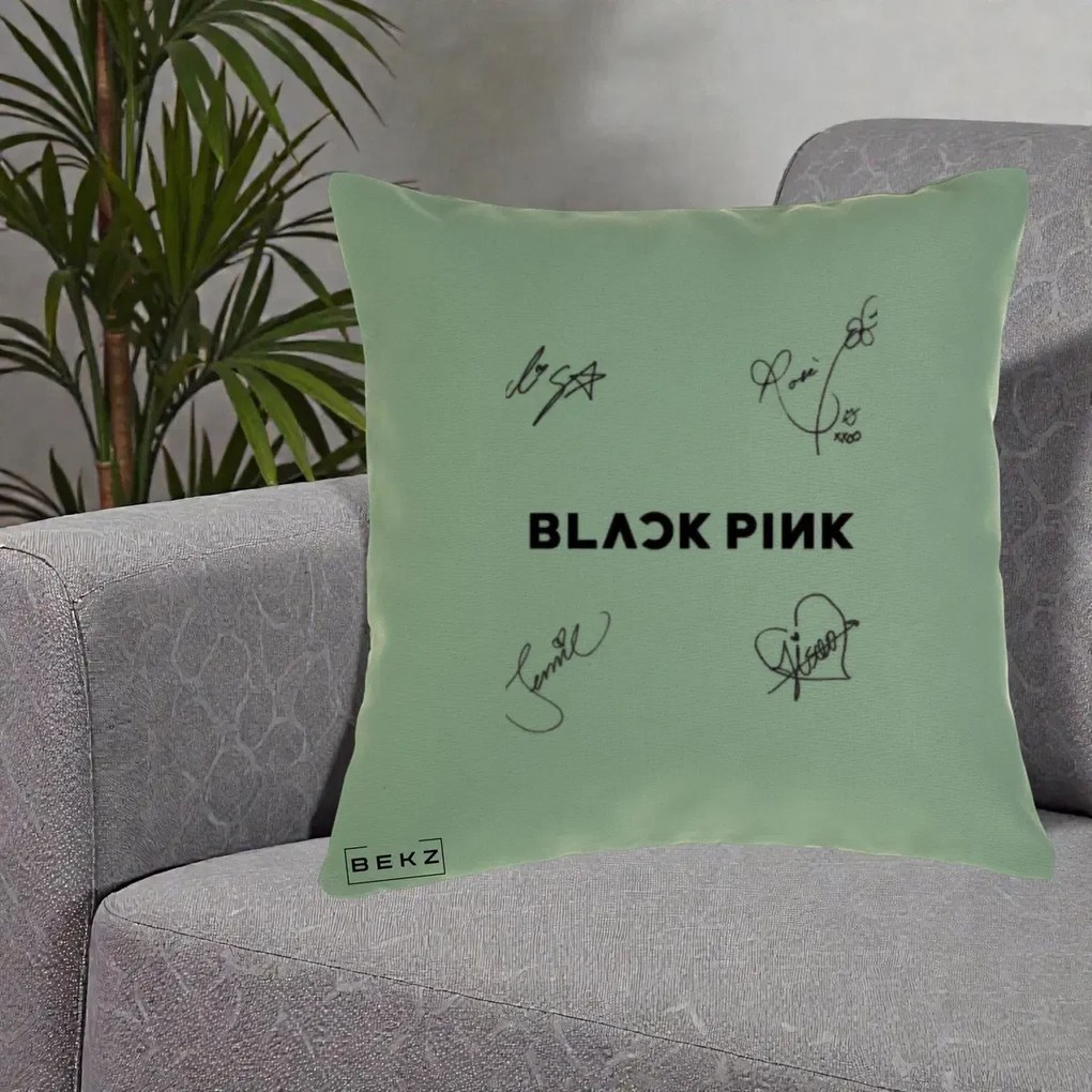 Perna Personalizata K-pop BLACKPINK Tinute Negre Grup Simplu, 40x40 cm, Verde, Husa Detasabila, Perna Inclusa, BEKZ®