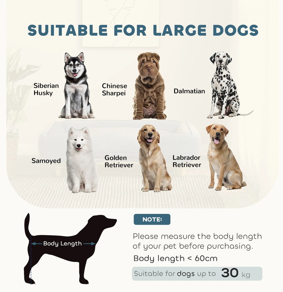 PawHut Canapea pentru Câini până la 30 kg cu Pernă Detașabilă, 96x66x24 cm, Albastru | Aosom Romania