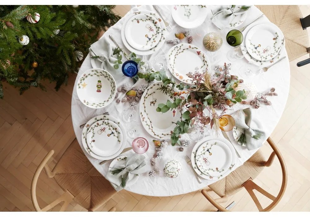 Recipient alb de dulciuri din porțelan cu model de Căciun Kähler Design Hammershøi