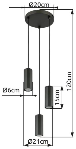 Lustră pe cablu Globo 57918-3H JAMES 3xGU10/25W/230V