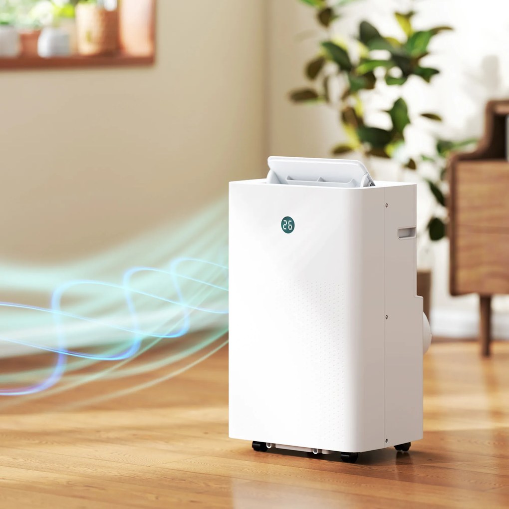 HOMCOM Aparat de aer condiționat portabil de 12.000 BTU, climatizator 4-în-1 cu control WiFi și vocal, răcire, dezumidificator, ventilator, mod somn | Aosom Romania