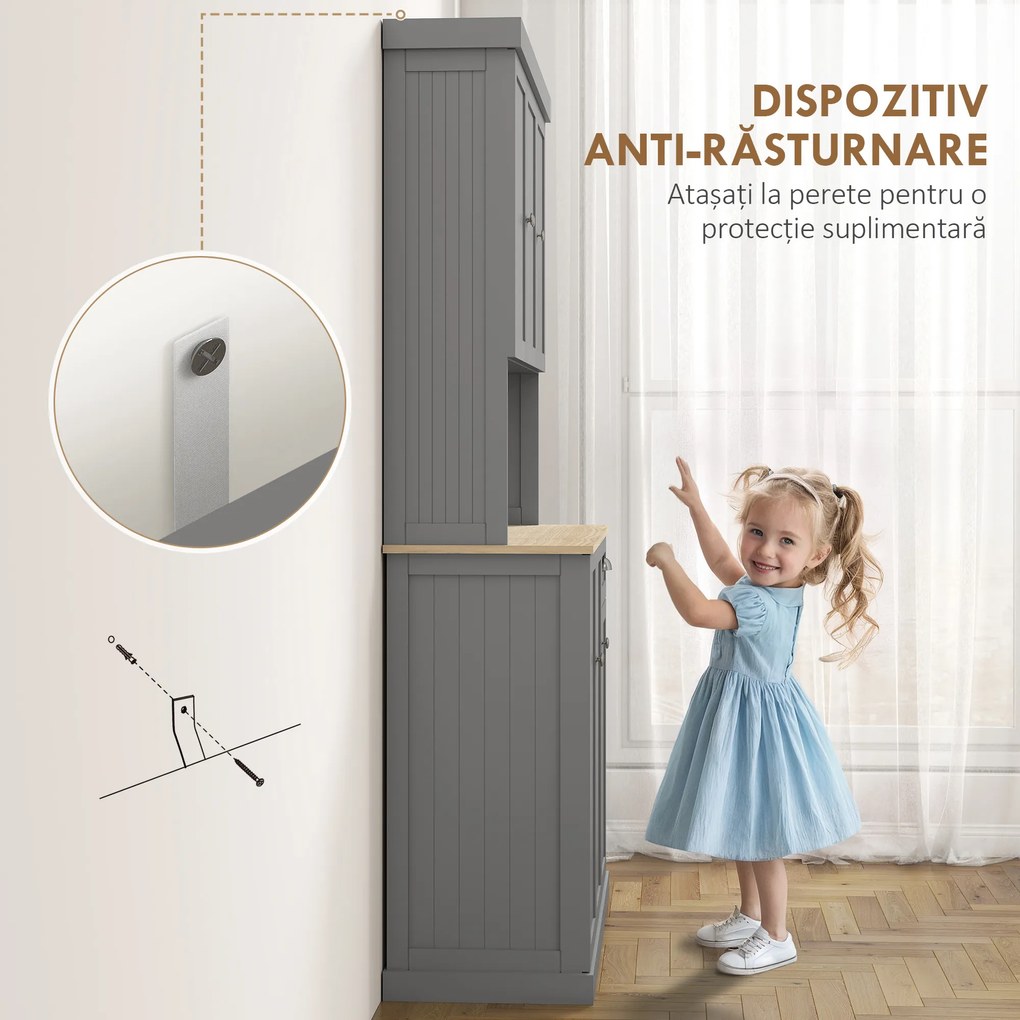 HOMCOM Dulap de Bucătărie cu Spațiu de Depozitare, 71" Alb | Aosom Romania