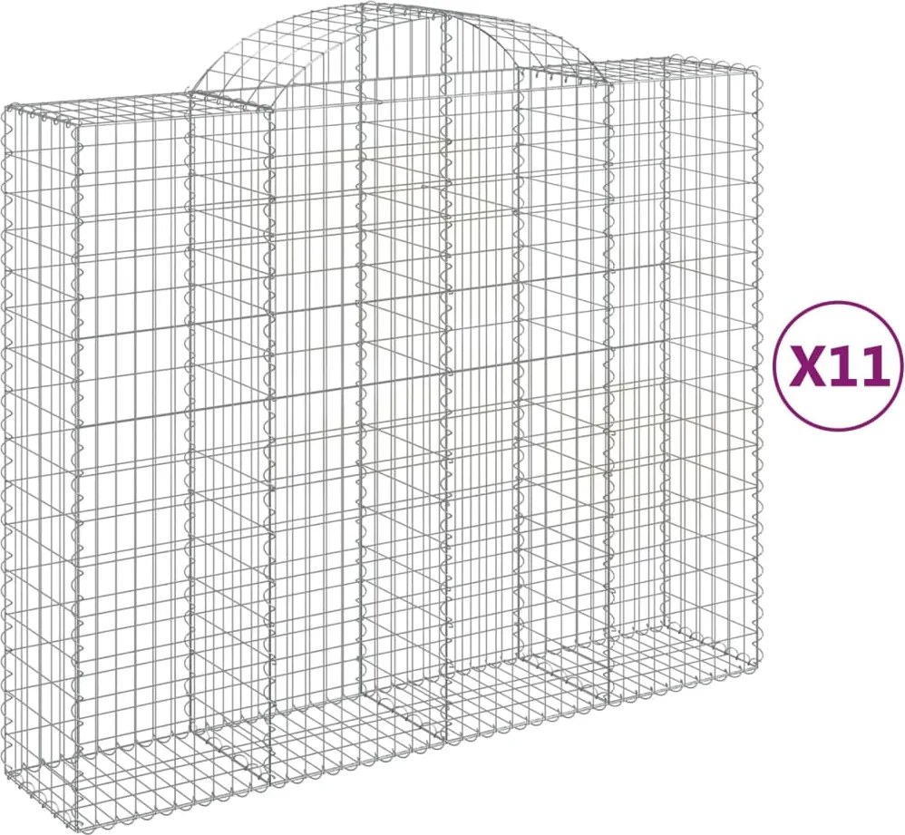 vidaXL Coș gabion arcuit, 11 buc, 200x50x160/180 cm, fier galvanizat