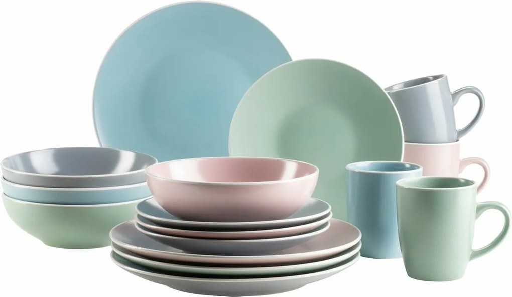 Mäser Set de veselă 16 piese ELISSA II – mix de culori mate