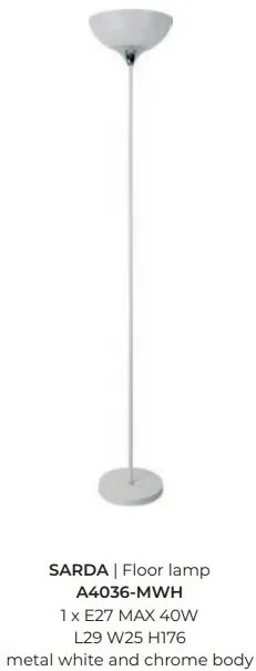 Lampadar, Lampa de podea design modern SARDA alb, crom
