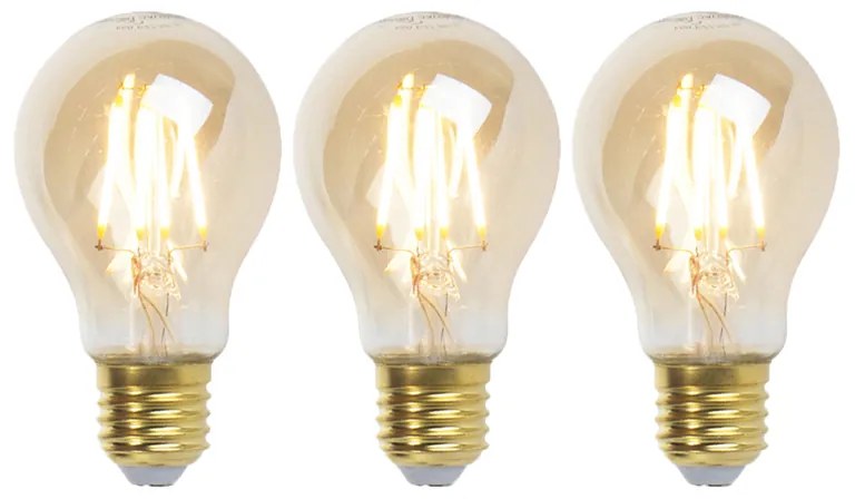 Set de 3 becuri LED cu dimmer E27 Goldline 5W 380lm 2200K