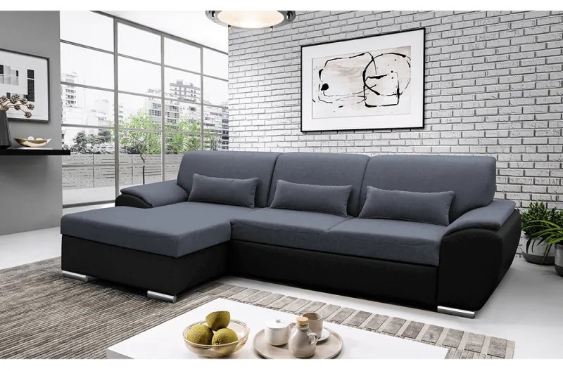 Coltar Living Extensibil EMILY Gri/Negru Stanga