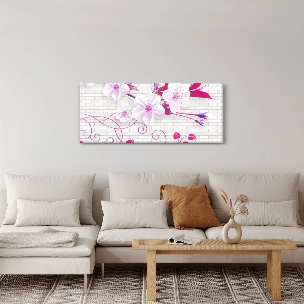 Tablou cu creangă înflorită (120x50 cm)