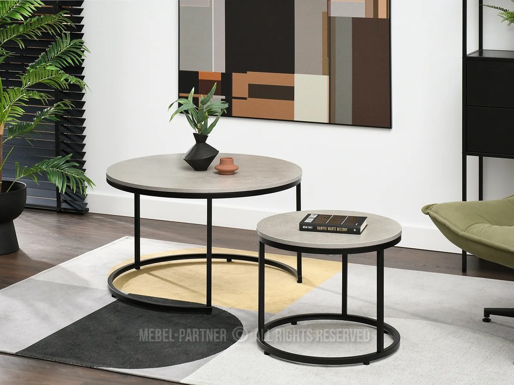 Măsuță de cafea Klara (beton + negru). Promo -10%. 1111624