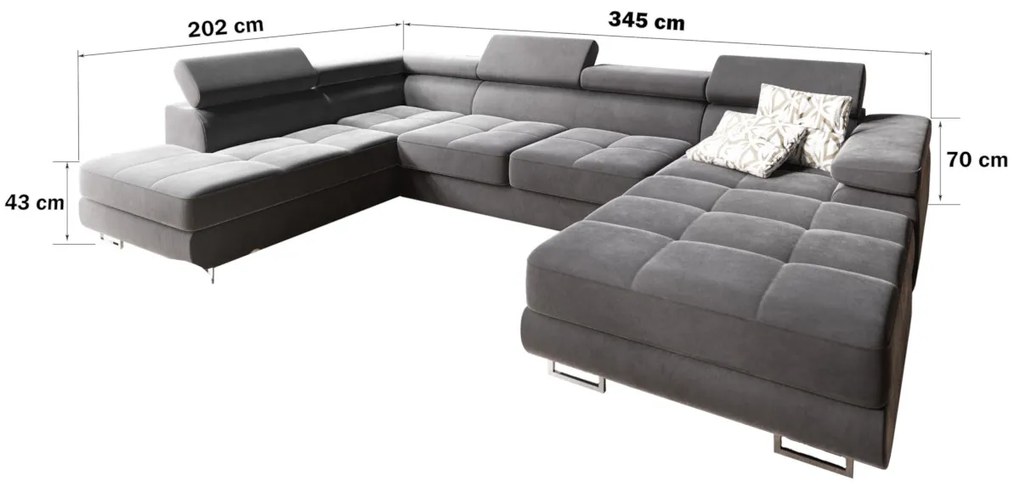 Supermobel Canapea in forma de U CASONE, 345x70x202, sawana 14/soft 11, stanga
