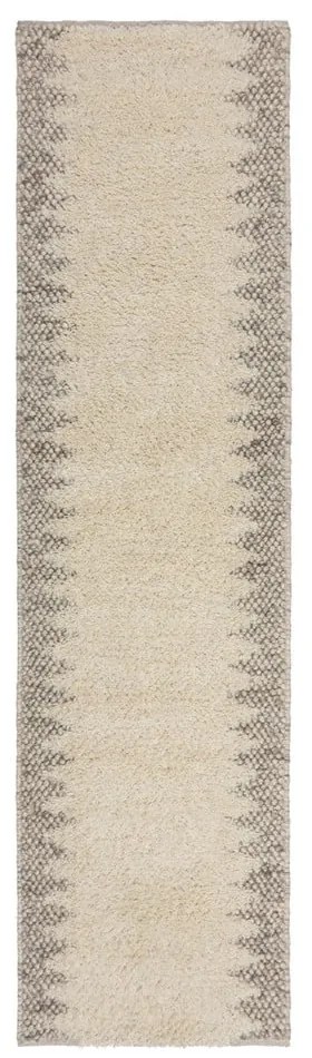 Covor tip traversă crem țesut manual din amestesc de lână 60x230 cm Minerals Border – Flair Rugs