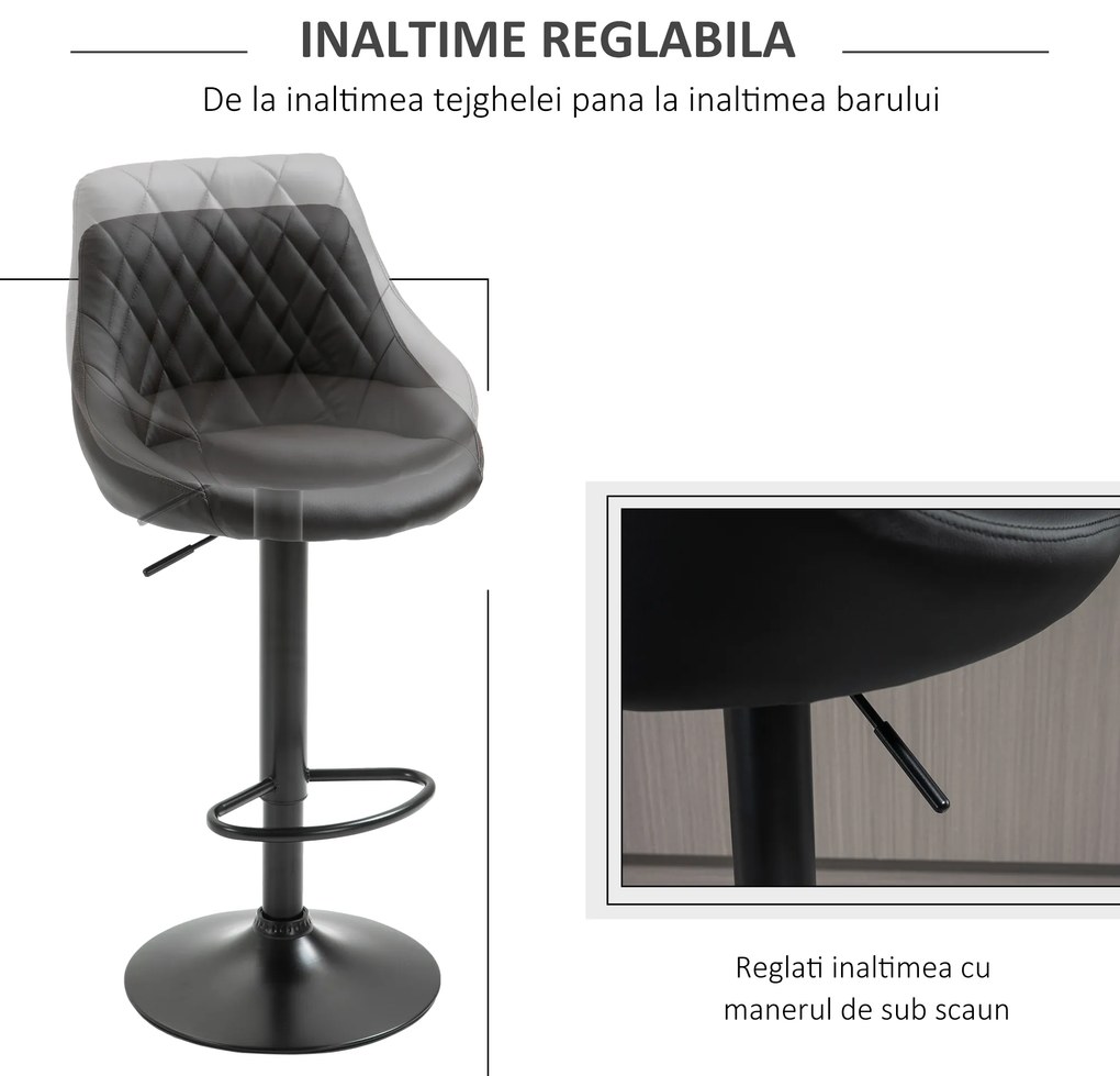 HomCom set 2 scaune de bar, 46.5x48x84.5-106.5cm, maro | AOSOM RO