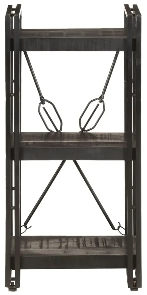 320625 vidaXL Bibliotecă cu 3 rafturi, negru, 40x30x80 cm, lemn masiv mango