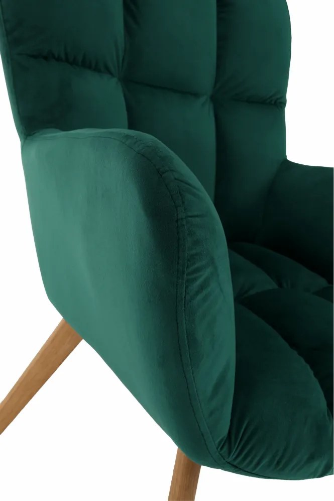 Fotoliu de design, catifea Velvet smarald/stejar, KOMODO