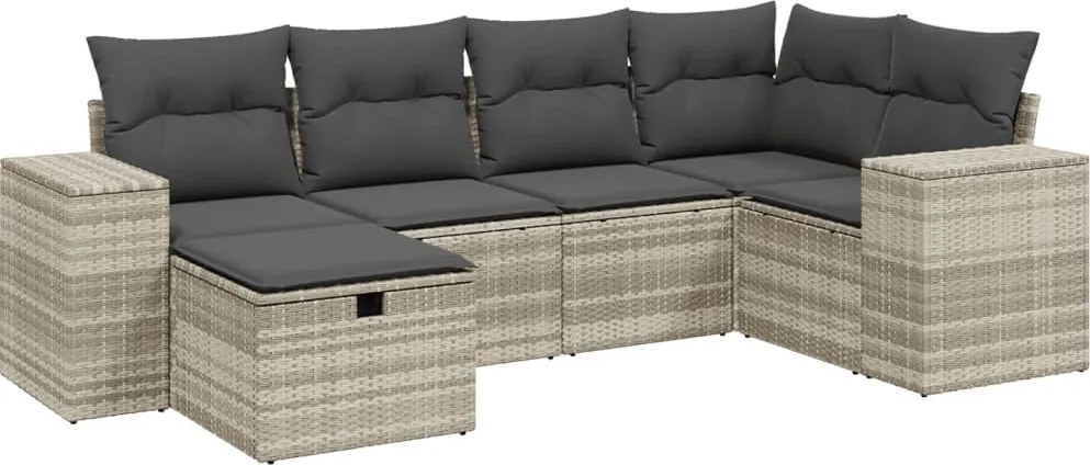 vidaXL Set canapele de grădină cu perne, 6 piese gri deschis poliratan