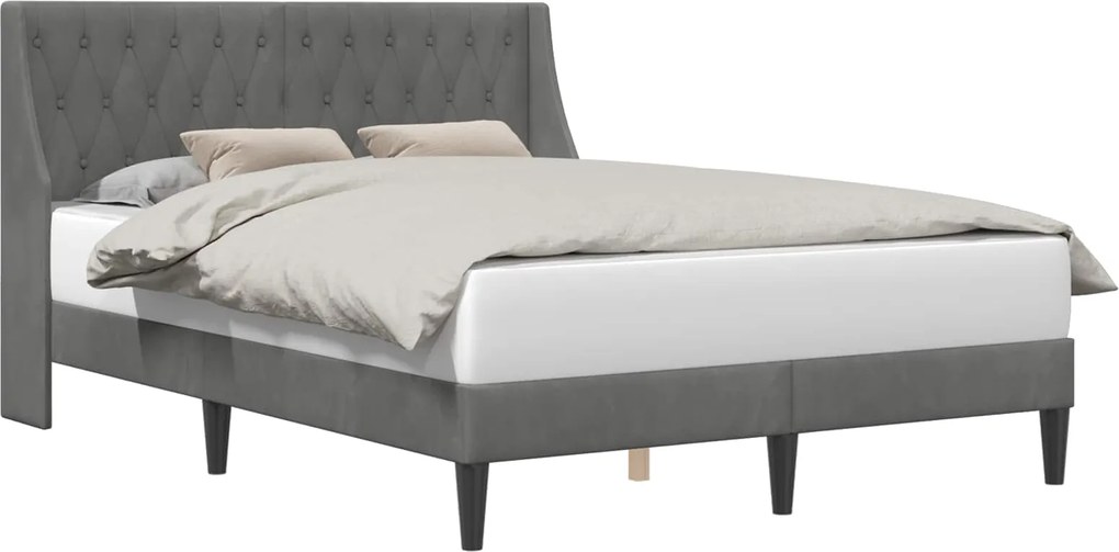 vidaXL Cadru de pat cu headboard Gri închis 140 x 200 cm Catifea