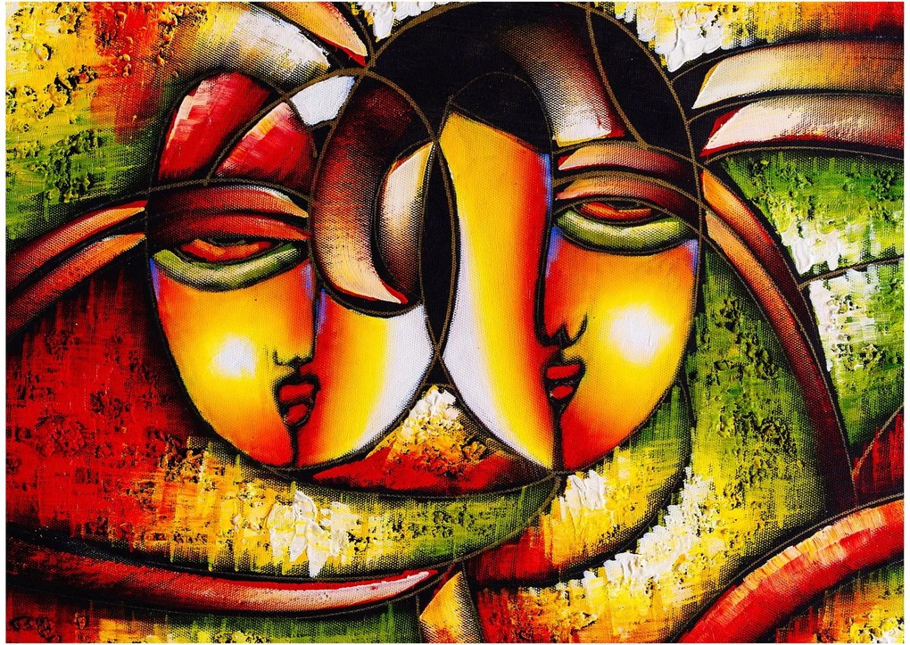 Tablou - Pictură în ulei, chipuri abstracte (70x50 cm)