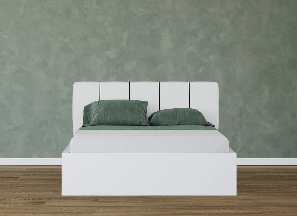 Set dormitor alb pat tapitat - Blanco - Configuratia 20