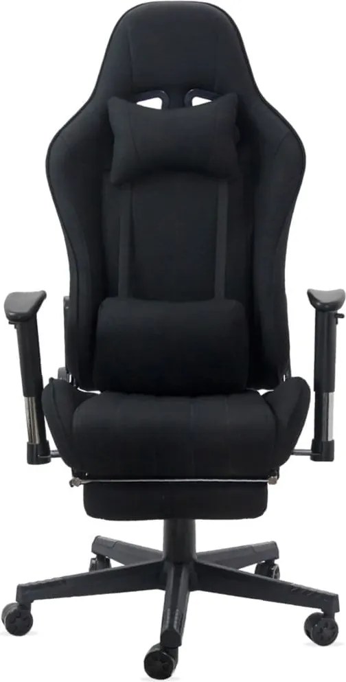 Scaun gaming negru din stofa, reglabil si modern OFF 296