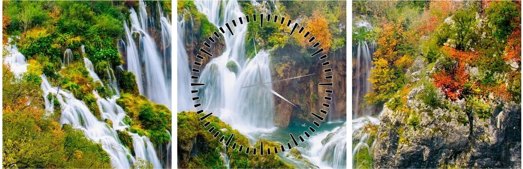 Tablou - Parcul Național Lacurile Plitvice (cu ceas) (90x30 cm)