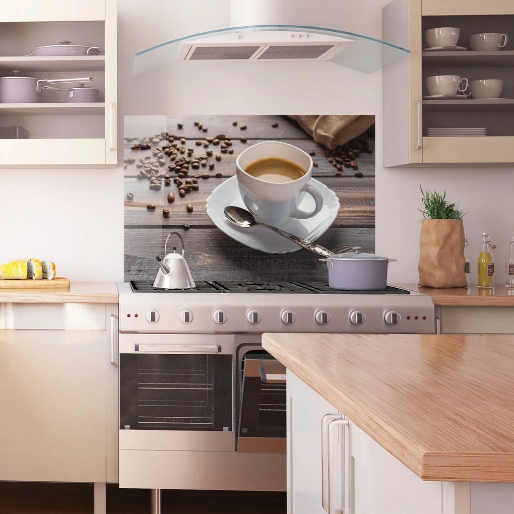 Panou Sticla Bucatarie, 70x100cm, Protectie aragaz, Antistropi, Termorezistent, Alimente, Cafea, Aroma Coffee