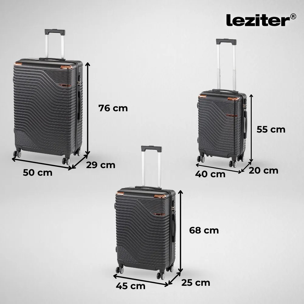 TraveLux Urban XXIV gurulós bőrönd szett fekete