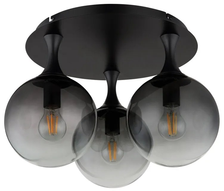 Plafoniera design modern DALTON 3L negru/fumuriu