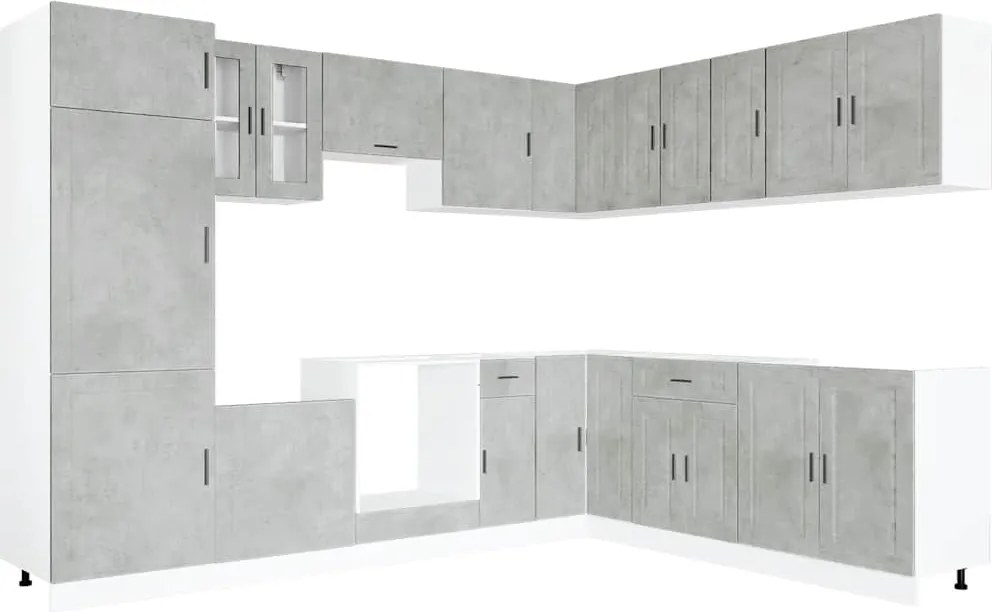 vidaXL Set dulapuri de bucătărie 14 piese „Porto” gri beton Lemn