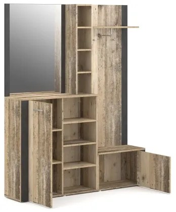 Panou de hol cu oglindă KEVIN, maro/negru