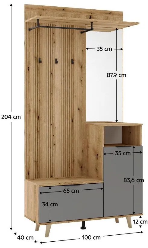 Mobilier hol Nadrano (stejar evoke + grafit) . 1097142